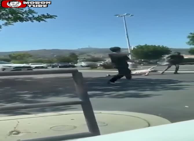 Video :A lady was dragged for her handbag during a daylight attack in Los Angeles